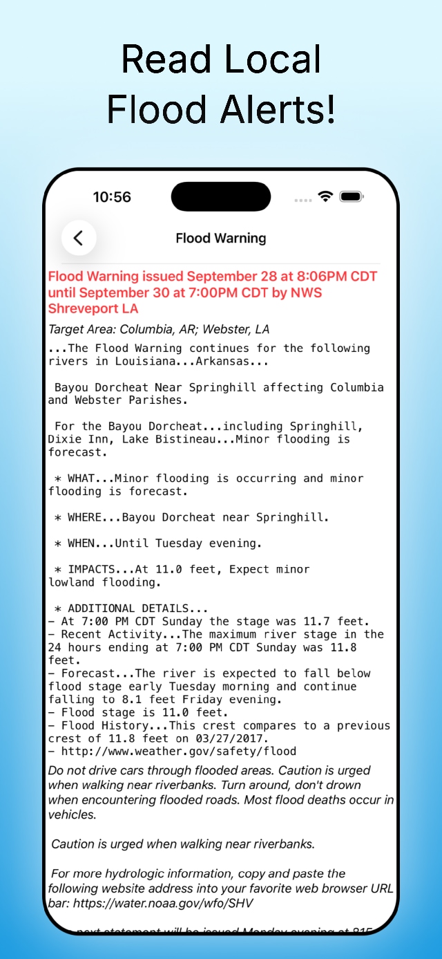 Read Local Flood Alerts!
